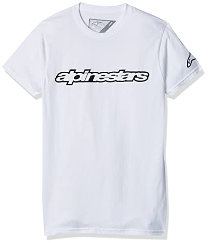 Alpinestar Wordmark tee Camiseta de Manga Logo de Corte Moderno, Hombre, Blanco, M