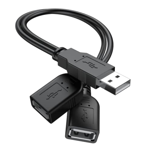 ANDTOBO Cable Divisor USB USB 2.0 A Macho a Cable de Carga Divisor Hembra USB Doble para PC/Laptop/Discos Duros externos - Negro