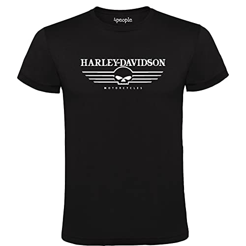 Camiseta Negra con Logo Harley Davidson 100% Algodón Hombre Tallas S M L XL XXL (as4, Alpha, XX_l, Regular, Regular, XXL)