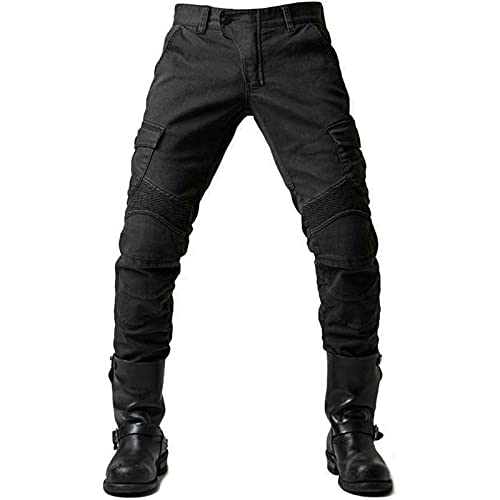 Atack-B Pantalones De Motociclista Hombres Para Pantalones De Carreras De Motocross con Pantalones Anti Caída,Jeans De Moto, 4 X Equipo De Protección (Negro,XL) Lql-000302