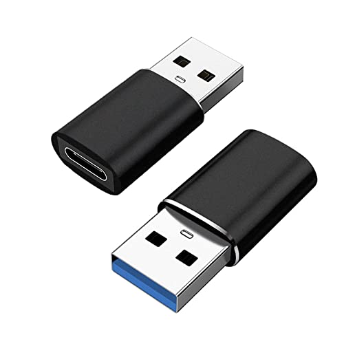 JeoPoom Adaptador USB C Hembra a USB Macho[2 Pack], Adaptador Tipo C a USB 3.1, Type C Hembra a Adaptador USB OTG Conversor 10Gbps Rapida para Huawei, Mi, Smartphone(Negro)