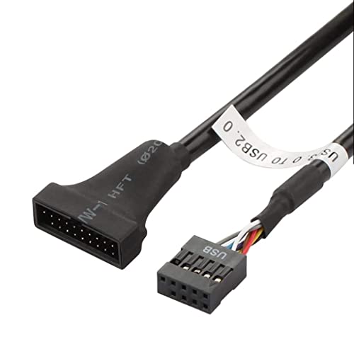 CABLEPELADO Cable USB 2.0 de 9 Pin Hembra a USB 3.0 de 20 Pin Macho | Adaptador conversor USB 9 Pin a 20 Pin | Velocidad de Datos: 480 Mbps | 15 cm