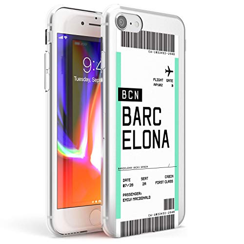 Case Warehouse Personalizada Tarjeta de embarque: Barcelona Slim Funda para iPhone 7/8 / SE TPU Protector Ligero Phone Protectora con Personalizado Viajero