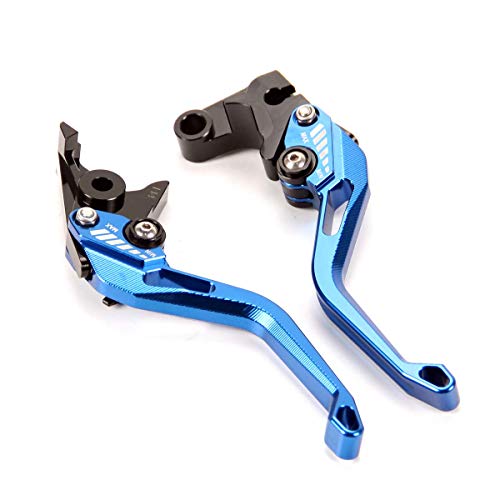 Auzkong Palancas de embrague de freno cortas ajustable para Yamaha YZF-R125/125R 2014-2020, MT-125 2014-2020 azul