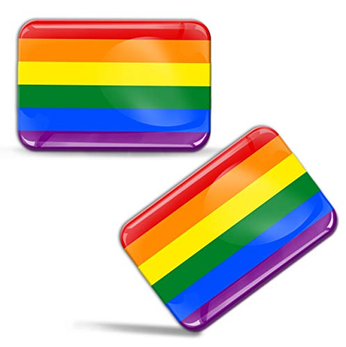 Biomar Labs® 2 pcs 3D Gel Pegatinas Bandera del LGBT Orgullo Gay Pride Lesbian Rainbow Peace Silicona Adhesivo Autos Coches Motos Ciclomotores Bicicletas Ordenador Portátil F 65