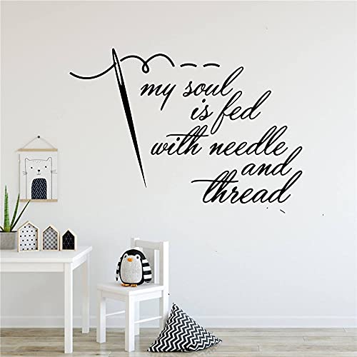 Sewing WaLL Sticker My Soul Is Fed With Needle And Thread Sewing Tailor Quilting Craft Quote Wall Decal Vinyl Living Room Decor 9# 37x56cm