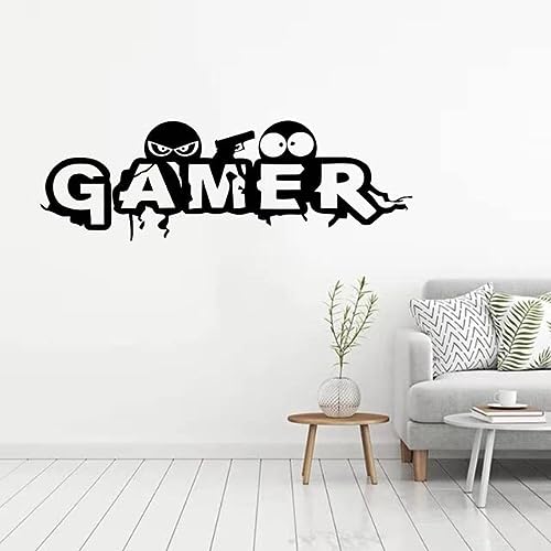 Gamer Wall Decal Eat Sleep Game Controller Video Game Wall Decals para niños Dormitorio Vinilo Wall Art Decals 3 # 42x13cm