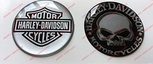 Adhesivos resinados con el emblema/logotipo de Harley Davidson, logotipo clásico con calavera, par de pegatinas resinadas con efecto 3D.Para depósito o casco.