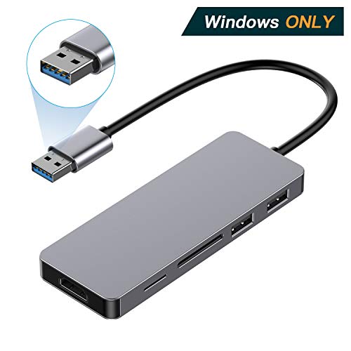 Ofima USB HUB 5 en 1, Adaptador USB HDMI, USB 3.0 Input Puerto, 2 USB 2.0 Puerto, 2 SD/TFPuerto, HDMI, Convertidor para Portátil HDTV TV para Windows XP / 7/8 /8.1/10 (No es Compatible con Mac/Vista)