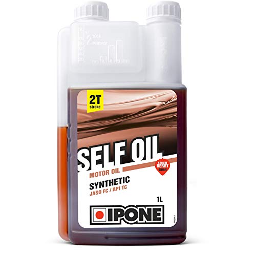 IPONE - Aceite Motor Self Oil - Jardinería - Envase dosificador 1 Litro - Lubricante Semisintético - para Todas las máquinas de 2 Tiempos - Olor a Fresa