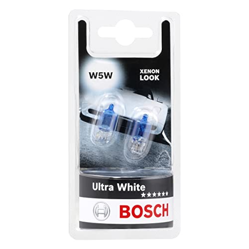 Bosch W5W Ultra White Lámparas para vehículos, 12 V 5 W W2,1x9,5d, Lámparas x2