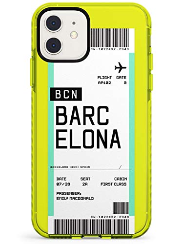 Case Warehouse Personalizada Tarjeta de embarque: Barcelona Neon Funda para iPhone 11 TPU Protector Ligero Phone Protectora con Personalizado Viajero Pasión De