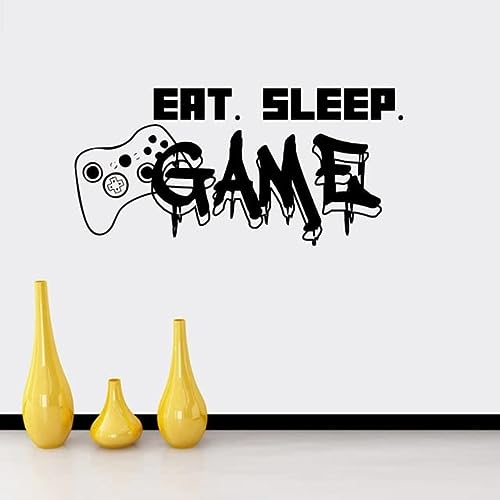 Gamer Wall Decal Eat Sleep Game Controller Video Game Wall Sticker for Bedroom Vinyl Decals Mural Wall Decor Wallpaper 1 28x57cm