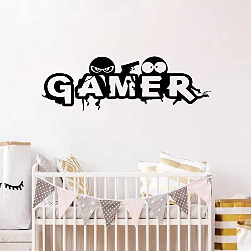 Gamer Wall Decal Eat Sleep Game Controller Video Game Wall Decals for Kids Bedroom Vinyl Wall Art Decals Other Color 18x57cm