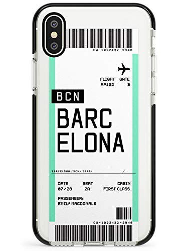 Case Warehouse Personalizada Tarjeta de embarque: Barcelona Black Impact Funda para iPhone XS TPU Protector Ligero Phone Protectora con Personalizado Viajero