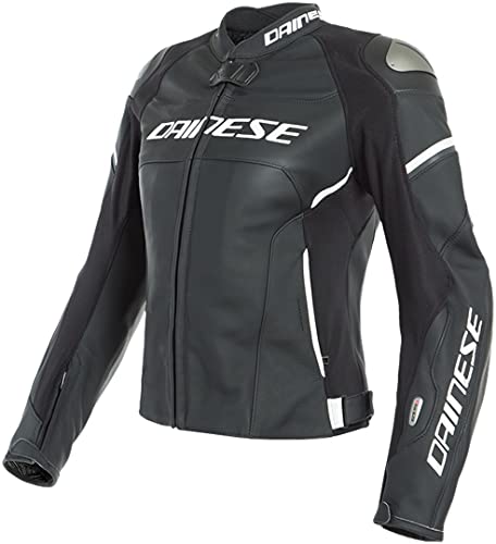 Dainese Racing 3 Lady D-Air® Airbag Damas chaqueta de cuero de la motocicleta (Black/White,40)