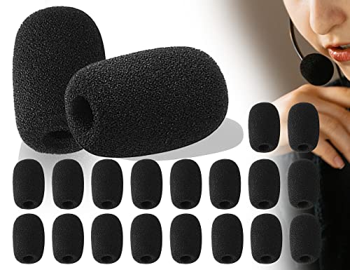 ZoeTekway 18 Piezas Negro Pop Protector Auricular Micrófono Espuma Escudo Parabrisas para Escenario Rendimiento Reunión