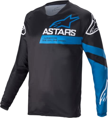 Alpinestars Camiseta Racer Jersey, Negro y Azul, L para Hombre