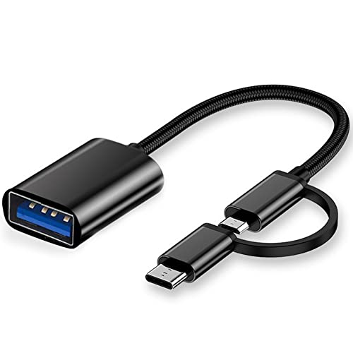 iJiZuo 2 en 1 Adaptador USB C/Micro a USB, Cable OTG USB Tipo C y Micro USB, Compatible con Teléfono Andriod, Mac, Samsung Galaxy, Huawei - Negro