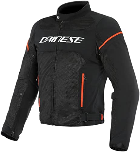 Dainese Air Frame D1 Tex Jacket, Chaqueta Moto Verano, Negro/Blanco/Fluo Rojo, 52