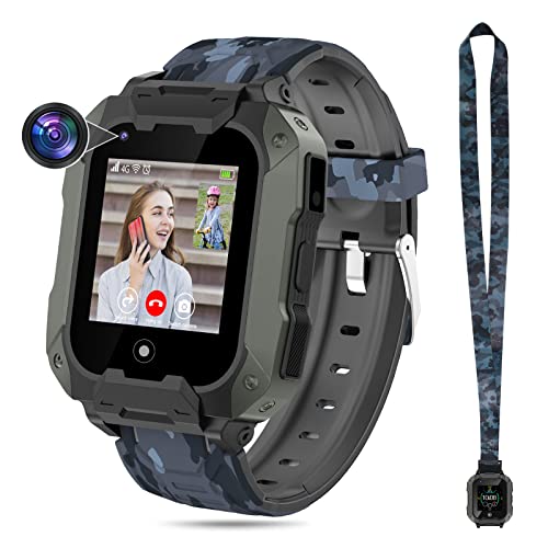 OKYUK T28 4G Smartwatch Niños, Reloj Inteligente niño con GPS, Podómetro, Cámara, Música, SOS, Linterna, Despertador, Reloj Teléfono con Pantalla Táctil y Protector para Niños y Niñas 3-15 Años