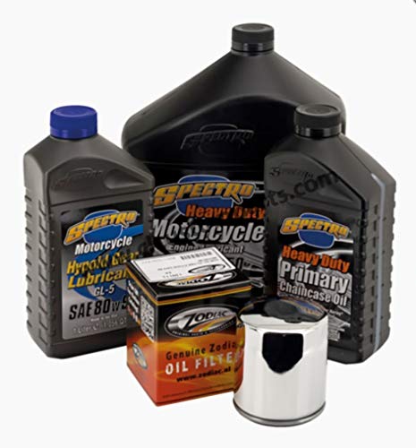 Kit de revisión de aceite de motor 20W-50 + primaria + cambio + filtro de aceite cromado para Harley Dyna Softail Touring V-Rod de 1999 a 2017