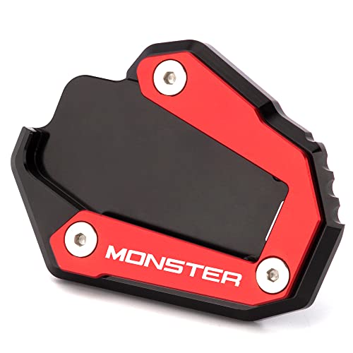 Modeer para Ducati Monster 937 2021-2022 Monster 821 1200 1200S 2014-2019 motocicleta soporte lateral placa aumento placa Soporte de pie monster937 monster821 monster1200 accesorios (rojo/negro)