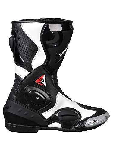Bohmberg - Botas de moto, botas de piel deportivas, impermeables, de cuero estable protectores rígidos integrados - 43