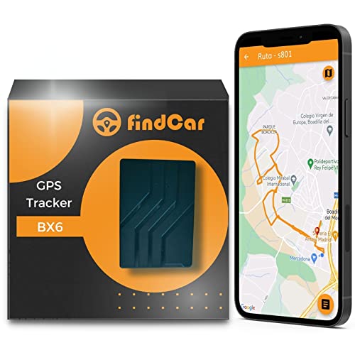 findCar BX6 - Localizador GPS para Coches, Camiones, Motos y más. Localización en Vivo. Batería Larga Duración hasta 90 días. Incl. Imán. Alarmas: Exceso Velocidad, Antirrobo y Geovalla