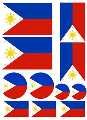 Daged Juego de 11 pegatinas autoadhesivas de la bandera de Filipinas, para coche, moto, ciclista, oficina, FS
