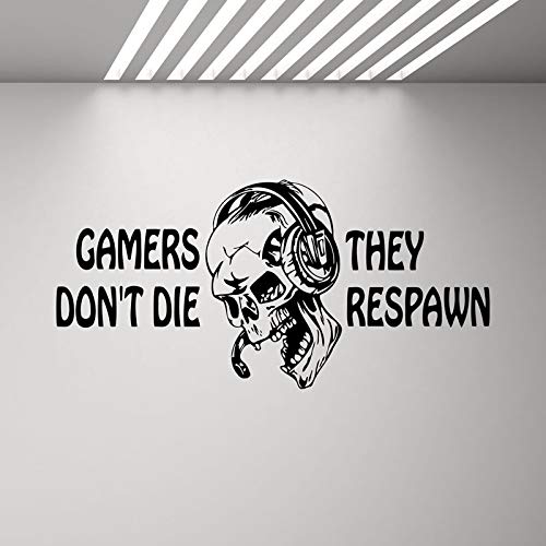 Gamers Dont Die They Respawn Wall Decal Video Game Gifts Kids Gaming Quote Poster Stickers Boys Room Playroom 3 # 57x27cm
