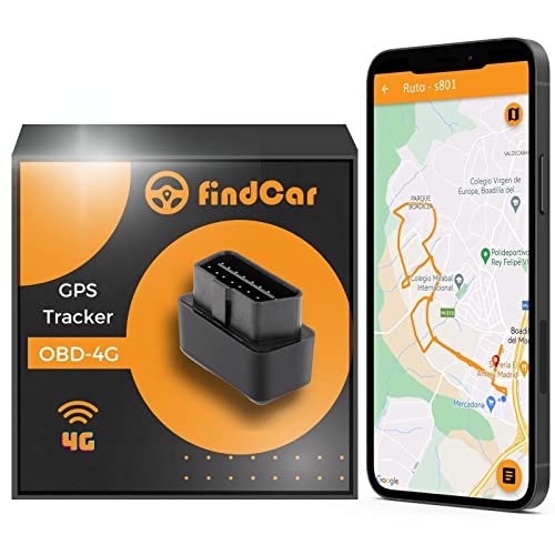 findCar OBD 4G - Localizador GPS para Coche OBD [GPS OBD 4G]. Sin Instalación. Localización en Tiempo Real. Alarma: Exceso Velocidad, Antirobo y Geovalla