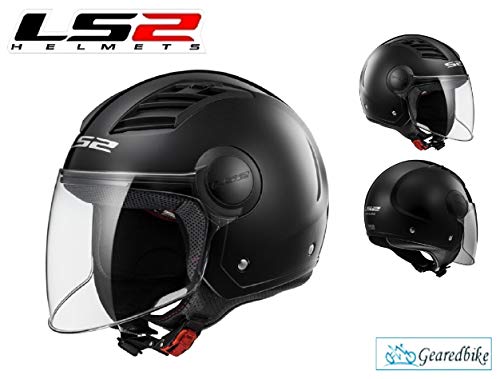 LS2 OF562 Airflow - Casco de moto con cara abierta, color negro brillante, large