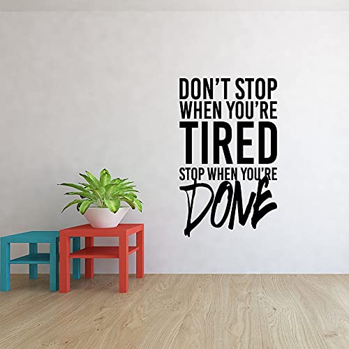 Wall Decal Don't Stop When You're Tired Stop When You're Done Inspirational Motivational Fitness Wall Vinyl Sticker Art 4# 42x67cm