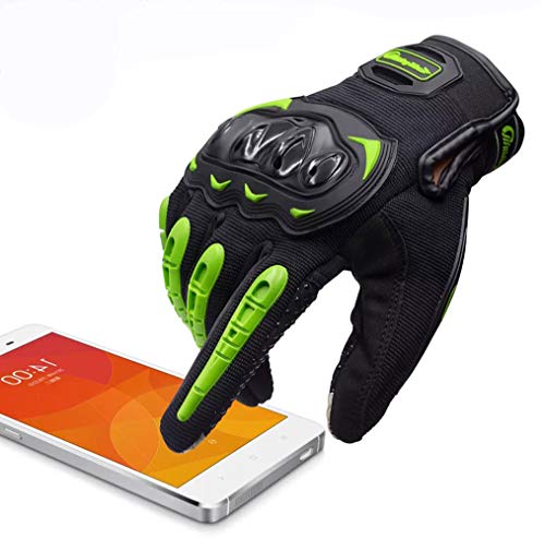 ARTOP Guantes Moto Verano Anti-Deslizante Anti-Colisión con Dedo Táctil Muy Buena Protección para Hombres(Verde,XL)