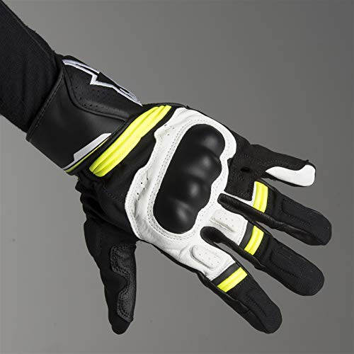 Black/White/Flo Yellow Sz XL Alpinestars Booster Leather Motorcycle Glove