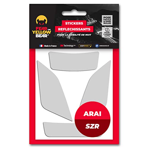 Fear The Yellow Bear© Easy Replica Arai SRZ™ - Kit de 4 pegatinas reflectantes para casco de motocicleta, 3M™ Technology (blanco)
