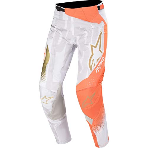 Alpinestars Pantalones Cross/Enduro MX Techstar Factory Color Metalizado Fluorescente/Naranja/Blanco, Talla 36