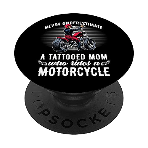 Biker Día De La Madre Motera Ir En Moto Tatuaje Motocicleta PopSockets PopGrip Intercambiable