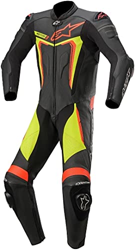Alpinestars Motegi V3 - Traje de piel para motocicleta, 1 pieza, color negro y amarillo