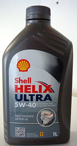 Shell Helix Ultra 5W-40 - Aceite de motor 100% sintético API SM/CF ACEA A3/B3/B4, 1 bote de 1 litro