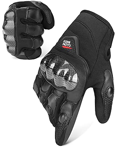 Guantes Moto Tranpirable Entretiempo Guantes con Protección Guantes Moto Verano Anti-Deslizante Pantalla Táctil Proteccion Gloves Racing Moto (Negro, XL)