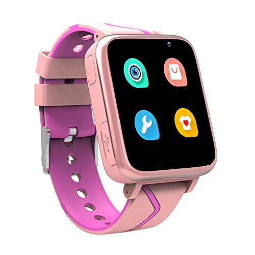 Niños Musica Smartwatch Phone, Reloj Inteligente MP3 con Localizador GPS Chat de Voz SOS Cámara Despertador FM Linterna Relojes para Niños Niñas 4-15 años de edad Compatible con iOS Android, Rosa