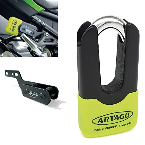 Artago 69X3 Pack Candado Antirrobo Disco Alta Seguridad + Soporte para Kawasaki Z900, Homologado SRA, Sold Secure Gold, ART4