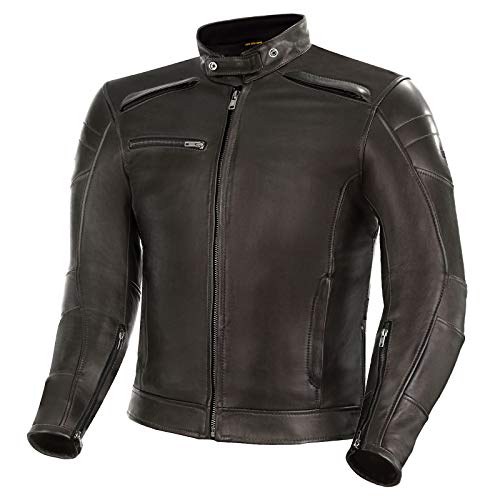 Shima BLAKE Chaqueta Moto Hombre - Cazadora moto hombre de cuero premium ventilado con CE espalda, hombros, codos protecciones, reforzado costuras dobles (Marrón, 3XL)