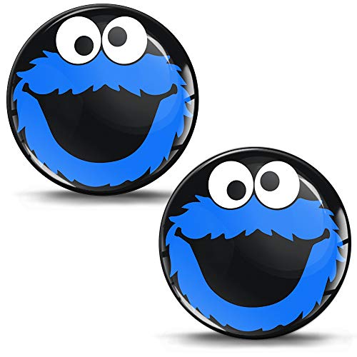 Biomar Labs® 2 x 3D Gel Pegatinas Silicona Stickers Adhesivo Autos Coches Motocicletas Ciclomotores Bicicletas Ordenador Portátil Negro Azul Elmo Cookie Monster KS 83