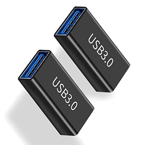 iJiZuo Adaptador USB 3.0 Hembra a Hembra (Paquete de 2), Adaptador USB 3.0 Acoplamiento Conexión Acoplador Extensión, para Conectar Dos Extremos USB Macho Cable - Negro