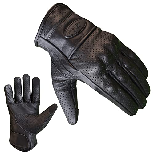 PROANTI Guantes de moto de cuero para verano, guantes de moto con función táctil (M)