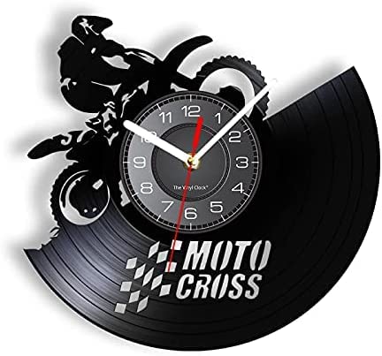 Reloj de Pared Moto Cross Disco de Vinilo Reloj de Pared Decoración para el hogar Accesorios de Reloj Reloj de Vinilo 30cm