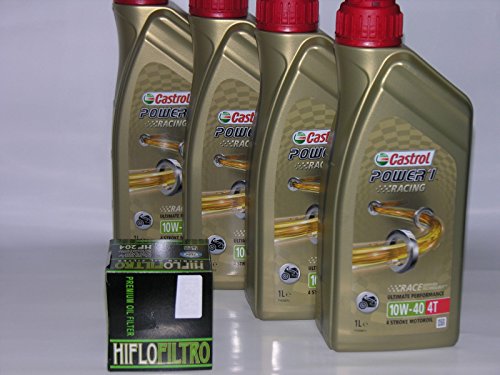 4 lt L Aceite Moto 4T Castrol Power 1 Racing 10 W40 + Filtro de Aceite